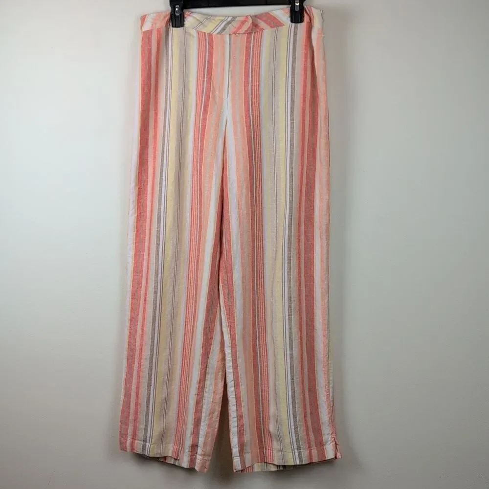 Tweeds Woman 100% Linen Wide Leg Pants Size 14W Coastal Beach Summer